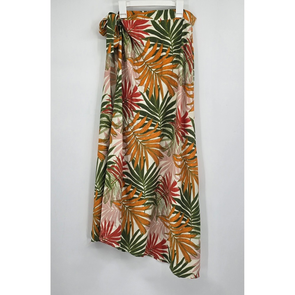 Amiani Tropical Palm Leaf Wrap Maxi Skirt Size Medium Autumn Resort Boho